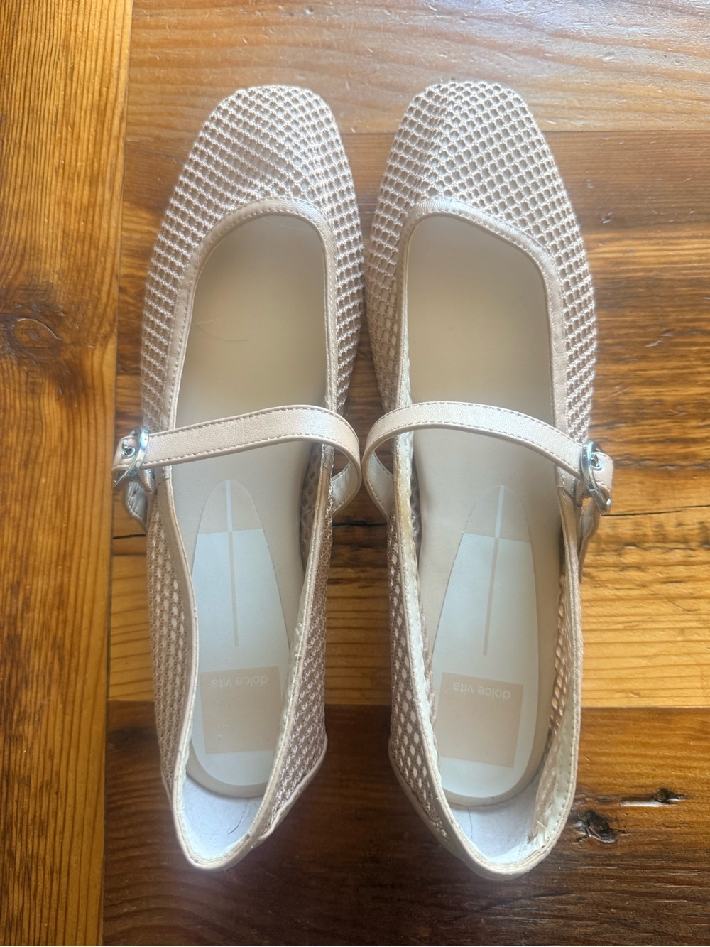 Dolce Vita Rodni Mesh Mary Jane Ballet Buckle Flats NWOB 9.5 Tan - Picture 3 of 8